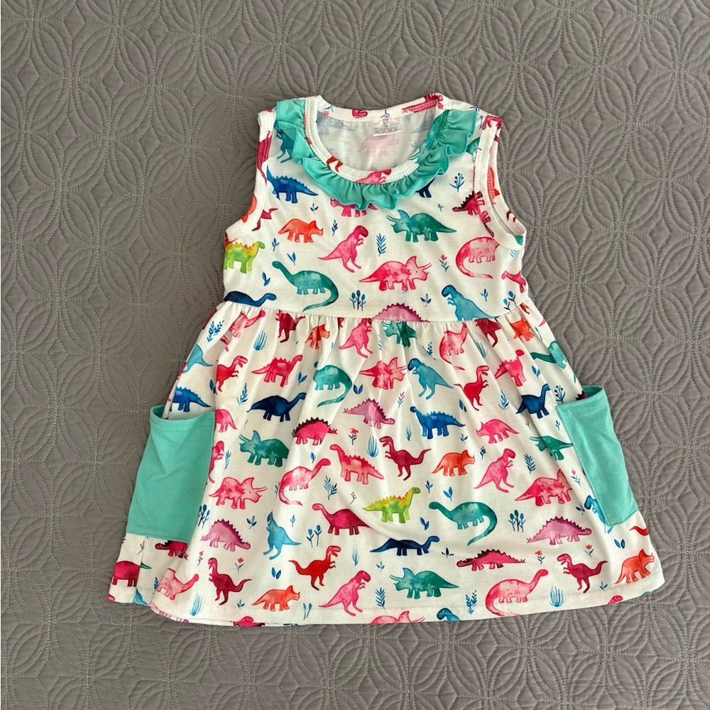 Colorful Dinosaur Print Dress